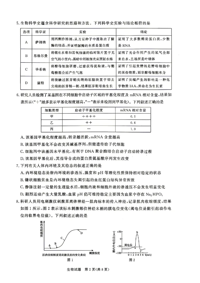 《4月28-29日高三内部练生物_2024-2027高三（6-6月题库）_2026年05月高三试卷_260502河南省青桐鸣2026届4月28-29日高三质检内部练（全科）》第2页预览