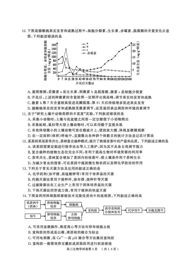 《南京市2026届高三年级第二次模拟考试生物_2024-2027高三（6-6月题库）_2026年05月高三试卷_260509江苏省南京市2026届高三年级第二次模拟考试（南京二模）（全科）》第3页预览