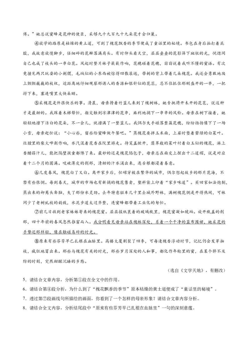 《专题19散文阅读（一）（全国通用）（教师版）_2026年中考真题分类汇编9科_三年（2023-2025）中考语文真题分类汇编（全国通用）-C432》第5页预览