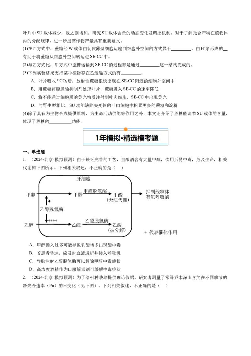 《专题03细胞呼吸和光合作用（学生版）_北京高考全科_生物_五年（2020-2024）高考生物真题分类汇编（北京专用）》第7页预览