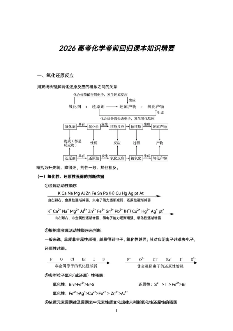 《2026届高三考前化学回归课本知识精要_2024-2027高三（6-6月题库）_2026年06月高三试卷（数理化）_2026年6月高中化学试题汇编_0602化学》第1页预览