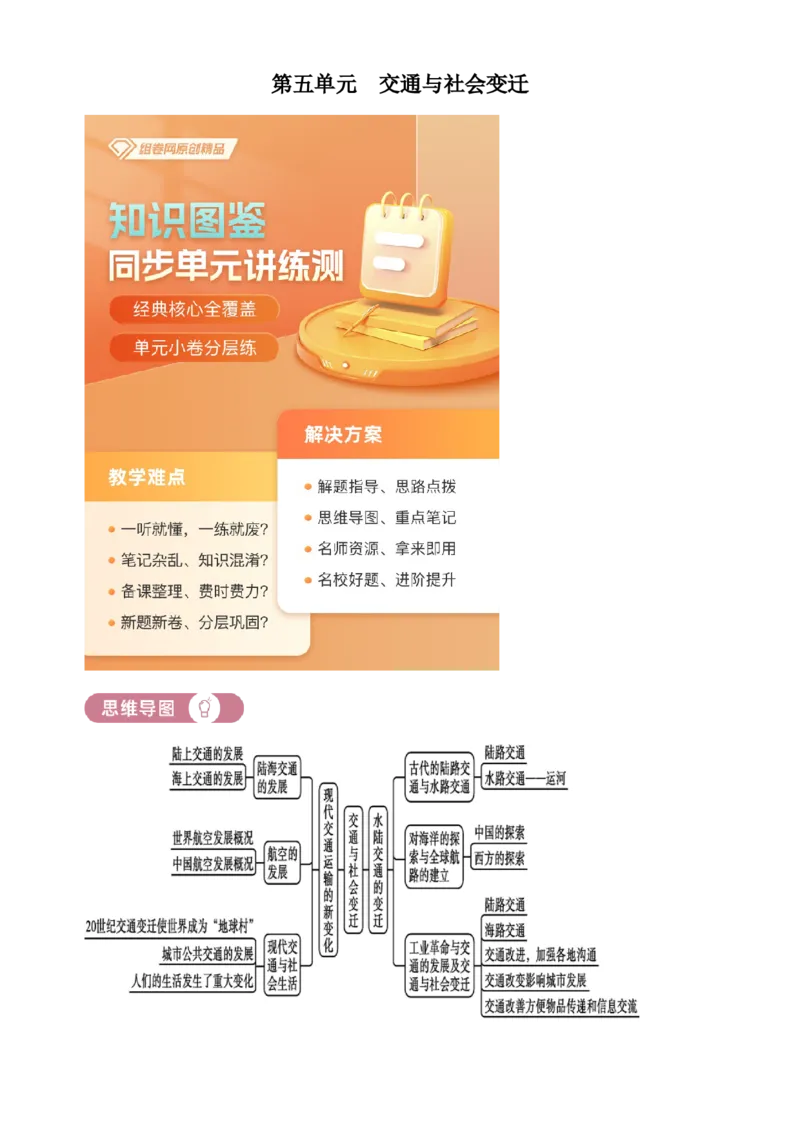 《单元讲练测（选必2）第五单元交通与社会变迁（讲）（学生版）_新版高中_高中历史新版_高中历史选择性必修2（统编版）_单元讲练测-F12》第1页预览