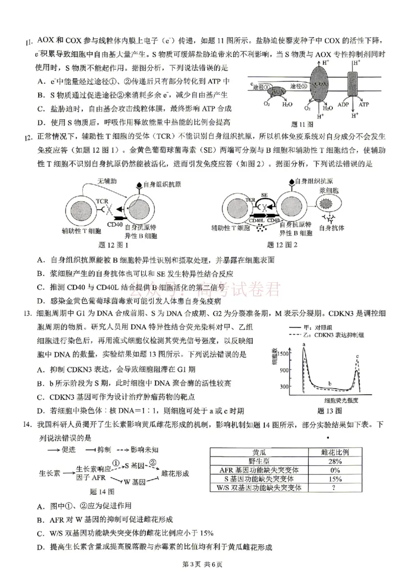 《2026年重庆市高三第二次联合诊断考试生物试题卷_副本_12.2026年4月全国各地高考模拟卷_2026年4月_2026届重庆市高三第二次联合诊断考试全科_06生物_重庆市高三第二次联合诊断考试》第3页预览