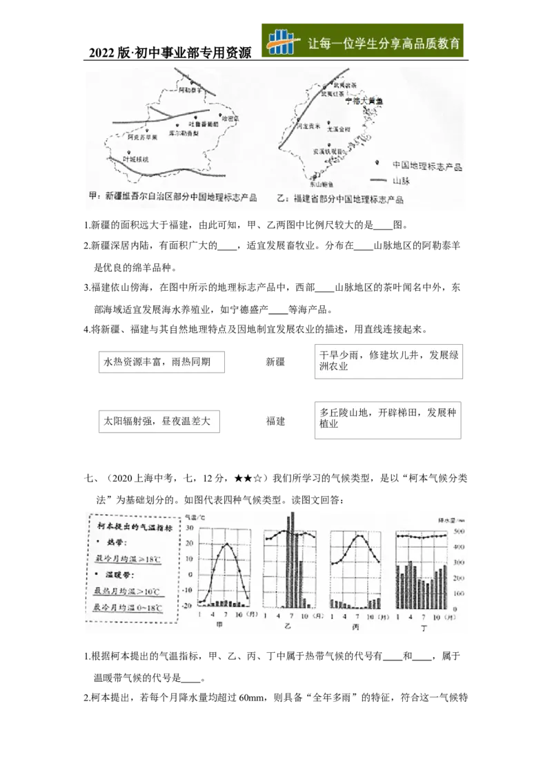 《27地理——上海市word版，含答案全析_12.2026年4月全国各地高考模拟卷_2026版初中金考卷•45套中考试卷汇编系列合集_全国版中考真题(1)_各省市《历年中考真题》2013-2024(10)》第6页预览