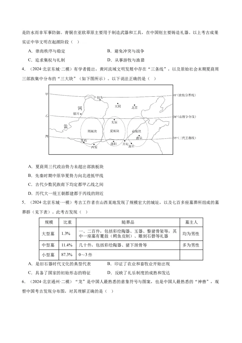 《专题01先秦的文明和社会转型（学生版）_北京高考全科_历史_五年（2020-2024）高考历史真题分类汇编（北京专用）》第3页预览