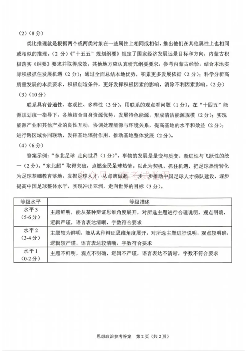 《政治答案-辽宁省鞍山市普通高中2025-2026学年度高三年级第二次质量监测(鞍山二模)_12.2026年4月全国各地高考模拟卷_2026年4月_07政治_辽宁省鞍山市高三第二次质量监测》第2页预览