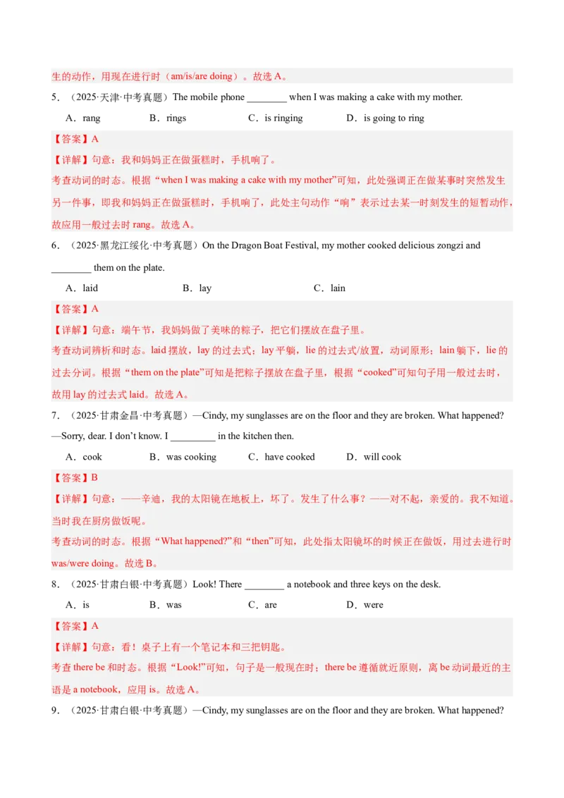 《专题09动词的时态（全国通用）（教师版）_2026年中考真题分类汇编9科_三年（2023-2025）中考英语真题分类汇编（全国通用）-C432》第2页预览