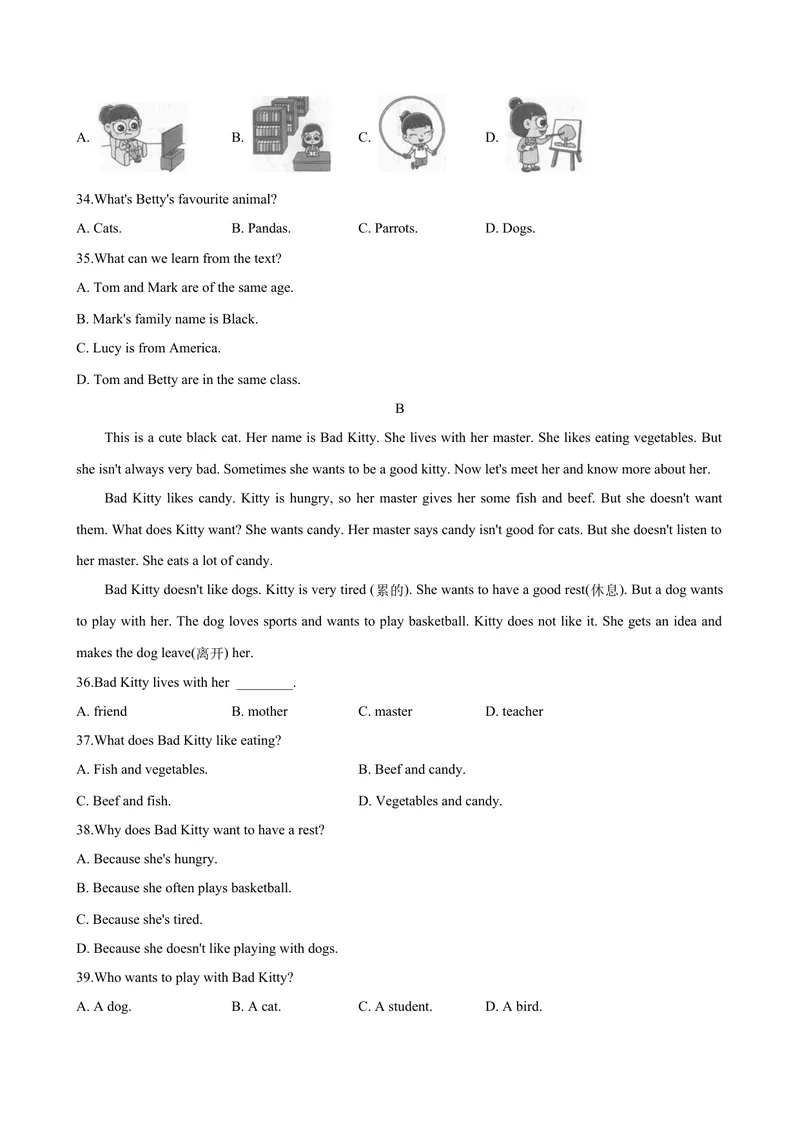 《Unit1YouandMeB卷·培优卷（原卷版）_初中英语789_最新人教版英语七年级上册_英语7上最新改版_七上练习试卷_7年级上册_单元检测》第4页预览