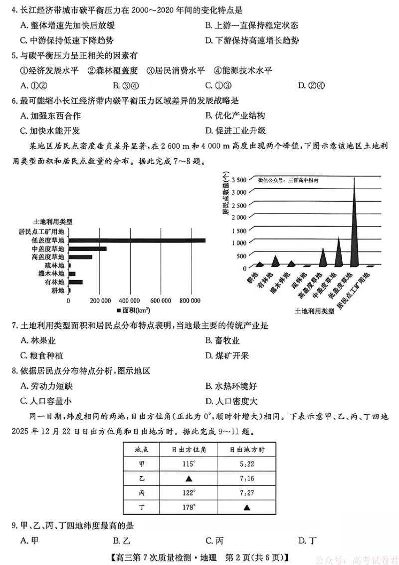 《地理2026山西九师联盟高三第7次质量检测3.5-6_12.2026年4月全国各地高考模拟卷_2026届九师联盟高三3月第7次质量检测》第2页预览