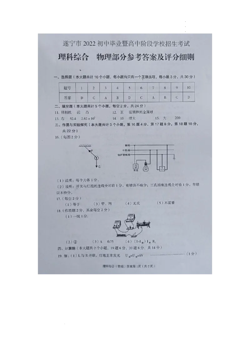 《物理答案_1、初中学习资料_2024秋改版_八上物理课件最新版_物理中考真题卷(2019-2023)_2022中考物理试卷_四川_2022年四川省遂宁市中考物理真题_2022年四川省遂宁市中考物理真题》第1页预览
