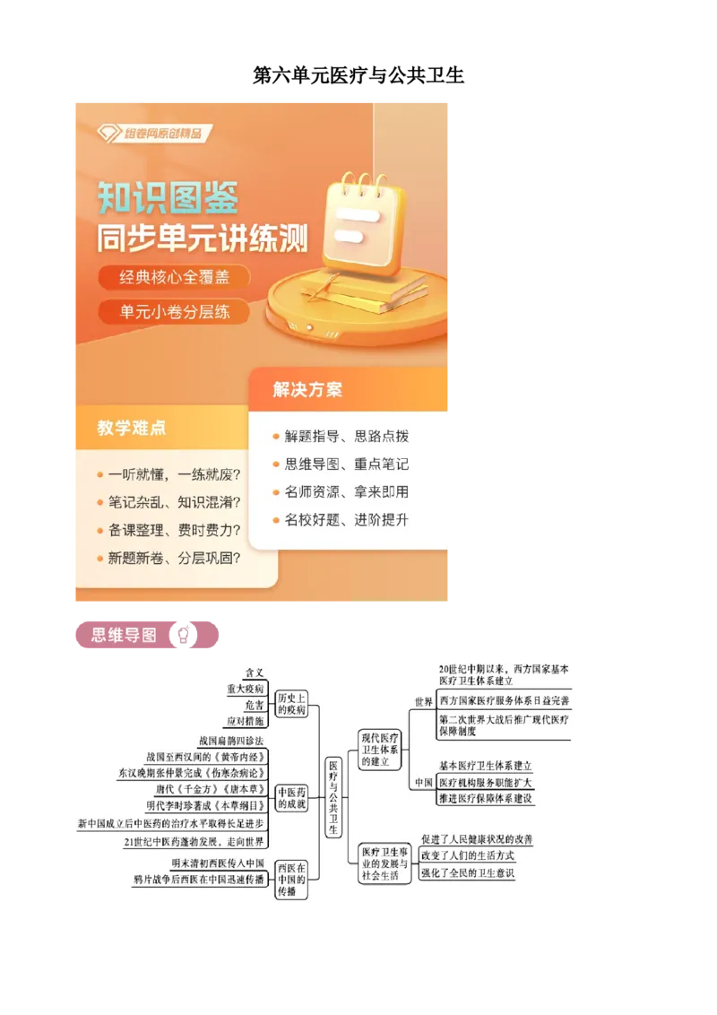《单元讲练测（选必2）第六单元医疗与公共卫生（讲）（学生版）_新版高中_高中历史新版_高中历史选择性必修2（统编版）_单元讲练测-F12》第1页预览