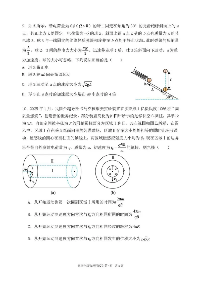 《东北育才学校2025-2026学年高三下学期临考提升卷物理_2024-2027高三（6-6月题库）_2026年06月高三试卷_260603辽宁沈阳市东北育才学校2025-2026学年高三下学期临考提升卷》第4页预览