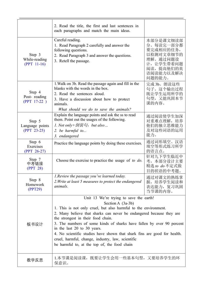 《Unit13SectionA3a-3b_初中英语789_旧版人教版英语九年级全册_旧版可参考_02.英语9全一册-表格式全英教案+PPT课件+朗读第2套_全英教案_Unit13（教案）_Unit13SectionA3a-3b》第2页预览