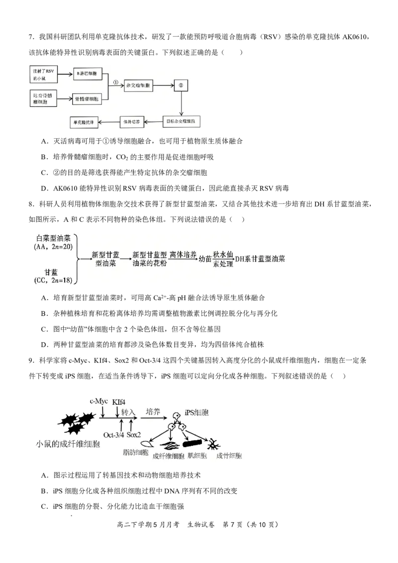 《5月月考生物试题_2024-2027高二（7-7月题库）_2026年06月高二试卷_260606湖北省荆州中学2025-2026学年高二下学期5月月考（全）》第3页预览