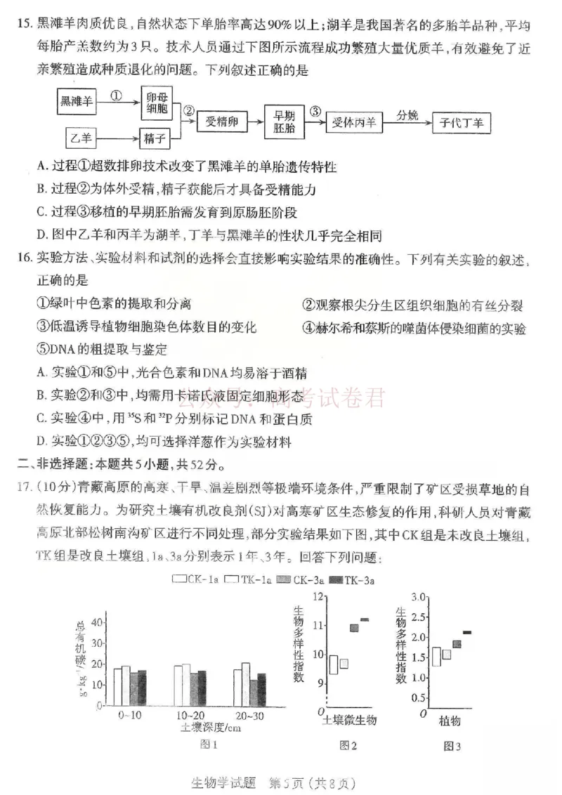 《2026年山西省太原市高三模拟考试（一）生物_12.2026年4月全国各地高考模拟卷_2026届山西省太原市高三模拟考试（一）全科_06生物_山西省太原市高三模拟考试（一）》第5页预览