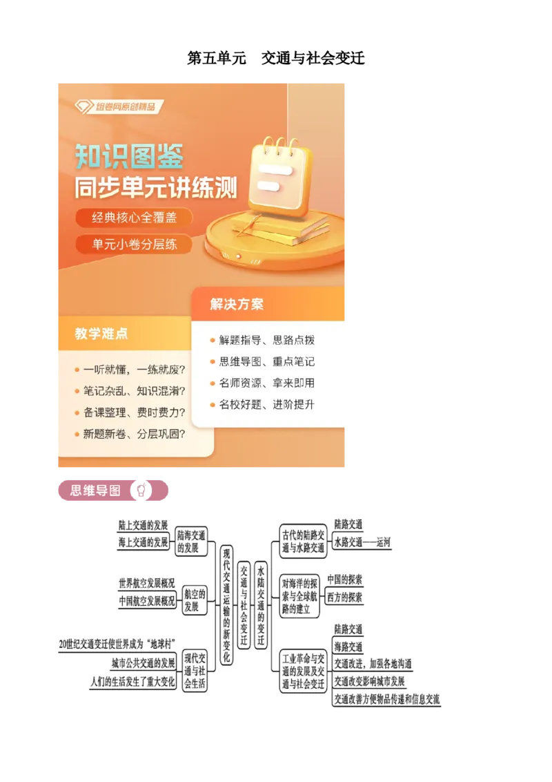 《单元讲练测（选必2）第五单元交通与社会变迁（讲）（教师版）_新版高中_高中历史新版_高中历史选择性必修2（统编版）_单元讲练测-F12》第1页预览
