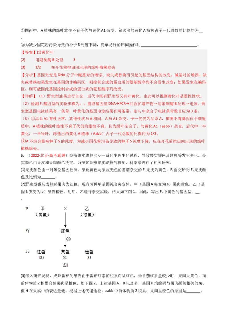 《专题06基因分离定律和自由组合定律（北京专用）（教师版）_北京高考全科_生物_5年（2021-2025）高考生物真题分类汇编（北京专用）》第6页预览