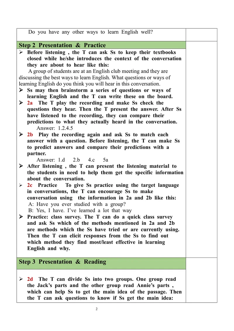 《Unit1SectionA（2a-2d）教案_初中英语789_26秋最新人教版英语九年级上册_26秋人教九上_39、赠送其它资料_旧版资料_2.精品教案_人教版英语9年级全册教案教案全英_Unit1》第2页预览
