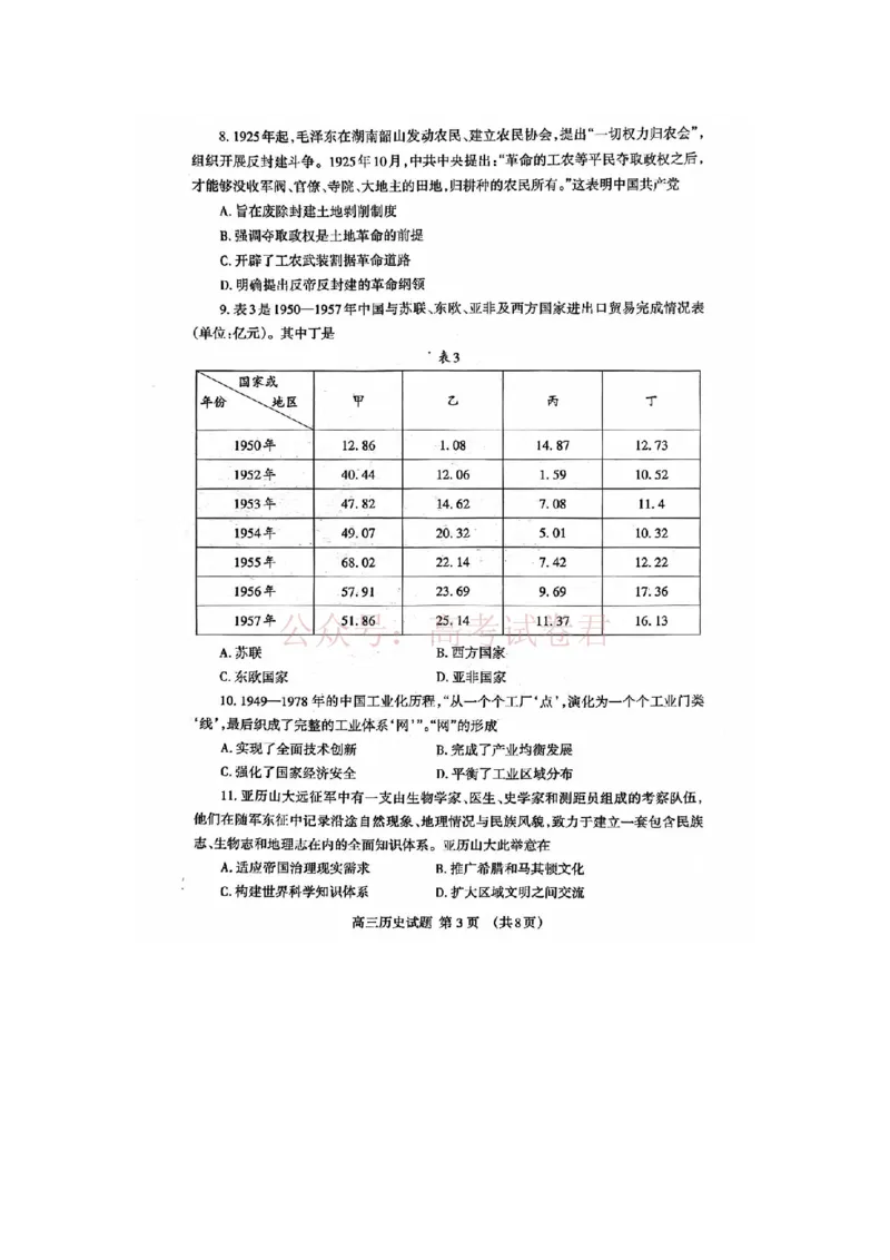 《历史试题_12.2026年4月全国各地高考模拟卷_2026年4月_山东泰安二模2026年山东省泰安市高三二模考试全科_08历史_山东省泰安市高三二模考试》第3页预览