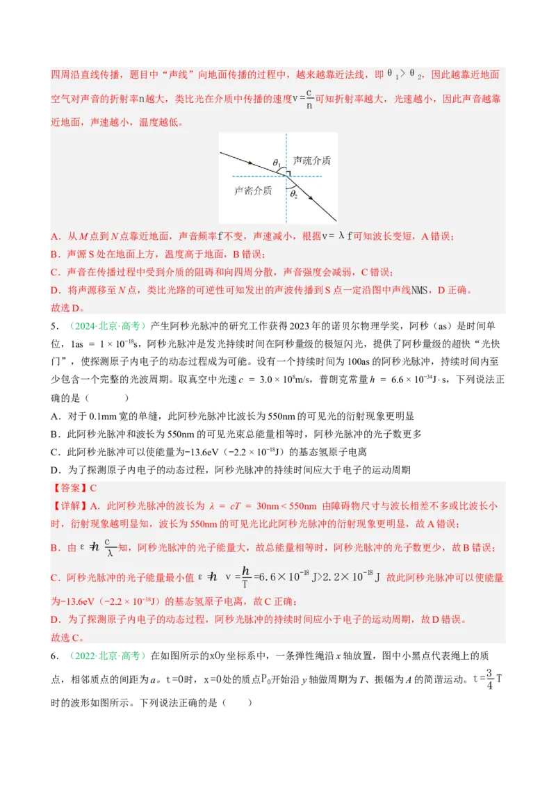《专题13机械振动机械波（北京专用）（教师版）_北京高考全科_物理_5年（2021-2025）高考物理真题分类汇编（北京专用）》第4页预览