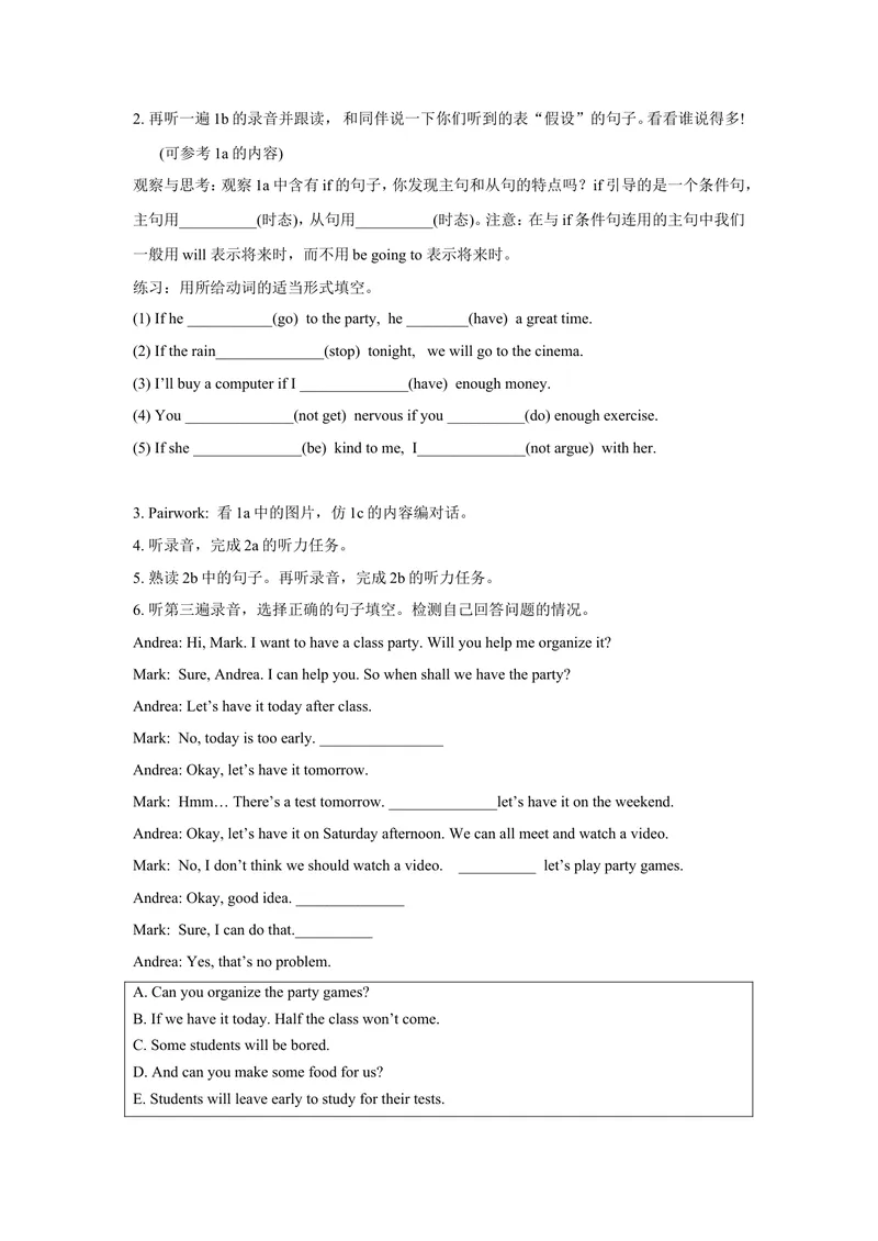 《Unit10Ifyougototheparty,you’llhaveagreattime!_初中英语789_最新人教版英语八年级上册_老版（含有参考价值）_05导学案+备课素材人教版初中英语八上（多版本）易提分旗舰店_导学案》第2页预览