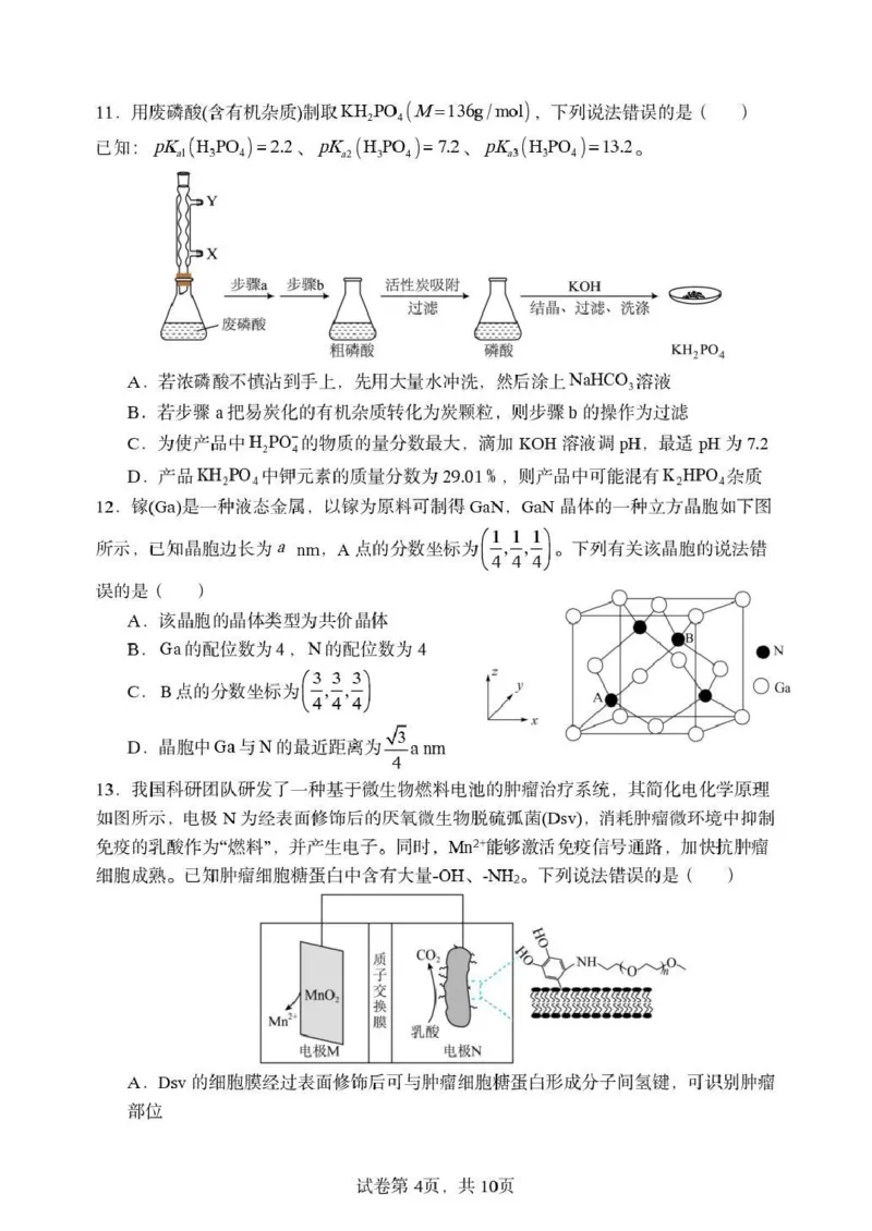 《东北育才学校2025-2026学年高三下学期临考提升卷化学_2024-2027高三（6-6月题库）_2026年06月高三试卷_260603辽宁沈阳市东北育才学校2025-2026学年高三下学期临考提升卷》第4页预览