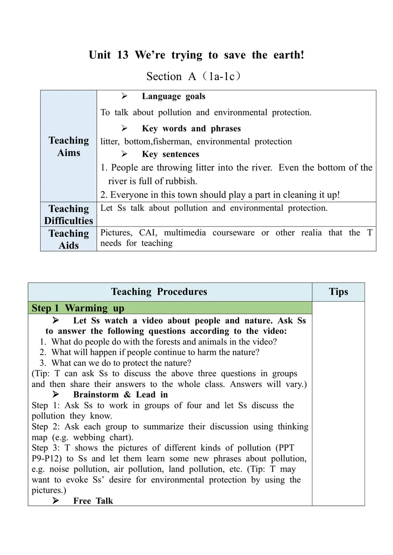 《Unit13SectionA(1a-1c)_初中英语789_旧版人教版英语九年级全册_旧版可参考_03.英语9全一册-核心素养教案+PPT课件第3套_9英课件+三维目标教案_9全英语课件+教案Unit13》第1页预览