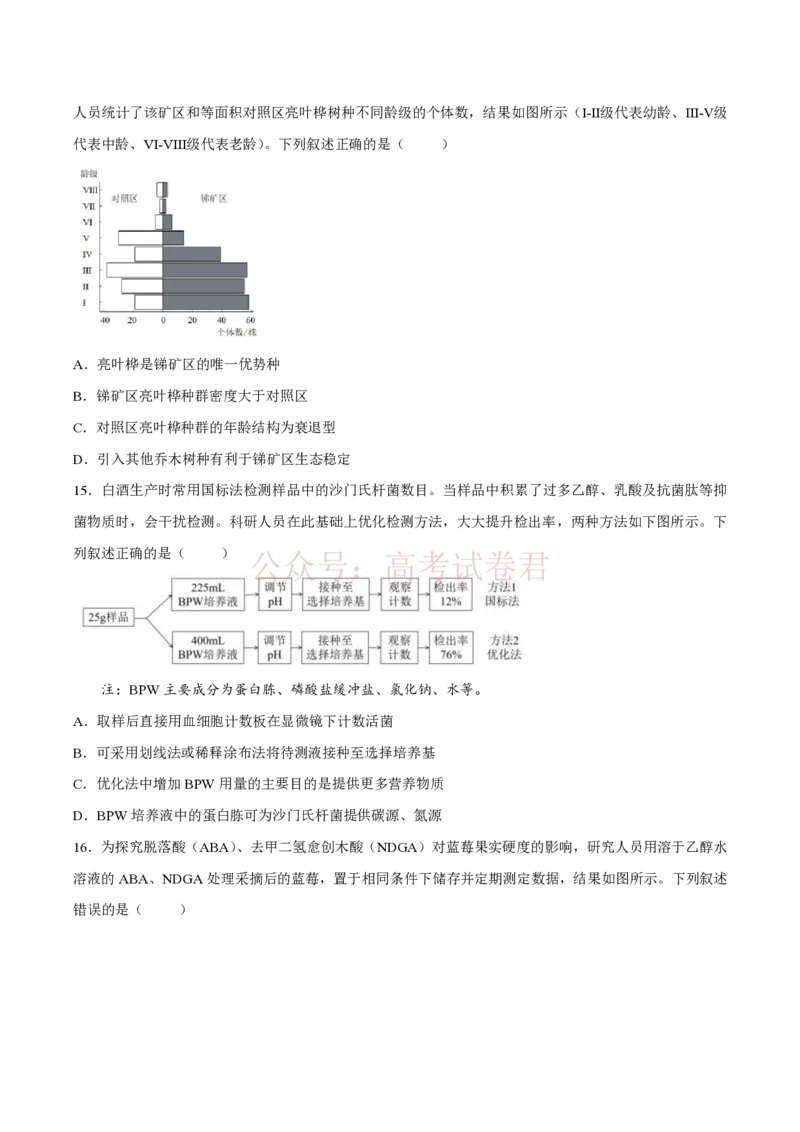 《浙江省湖州、衢州、丽水三地市2026届高三下学期4月二模生物试题（含答案）_副本_12.2026年4月全国各地高考模拟卷_2026年4月_06生物_浙江省湖州、衢州、丽水4月三地市高三教学质量检测》第4页预览