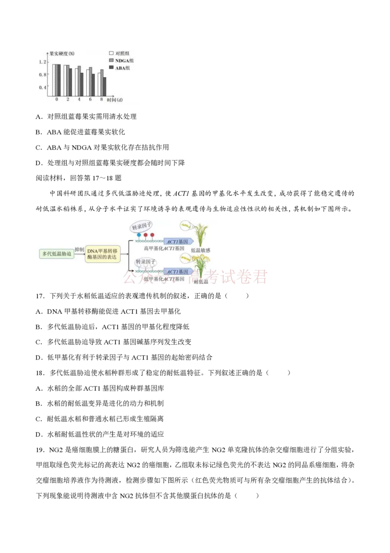 《浙江省湖州、衢州、丽水三地市2026届高三下学期4月二模生物试题（含答案）_副本_12.2026年4月全国各地高考模拟卷_2026年4月_06生物_浙江省湖州、衢州、丽水4月三地市高三教学质量检测》第5页预览