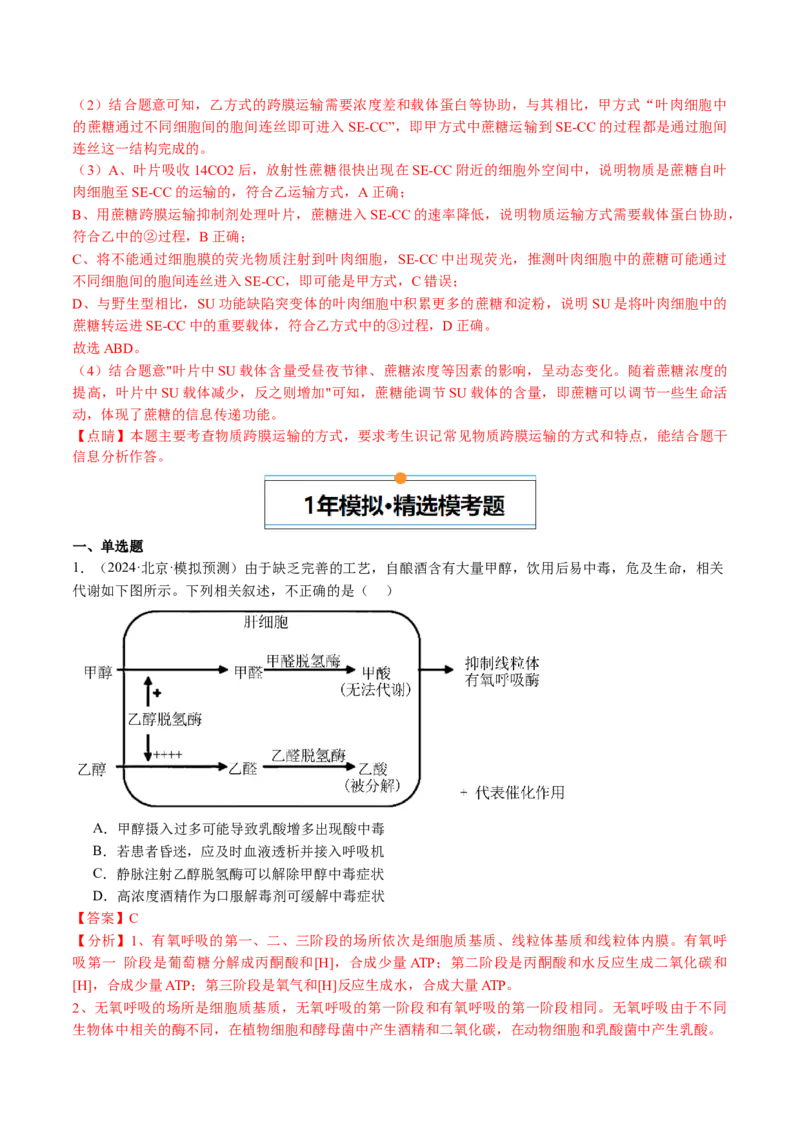 《专题03细胞呼吸和光合作用（教师版）_北京高考全科_生物_五年（2020-2024）高考生物真题分类汇编（北京专用）》第10页预览