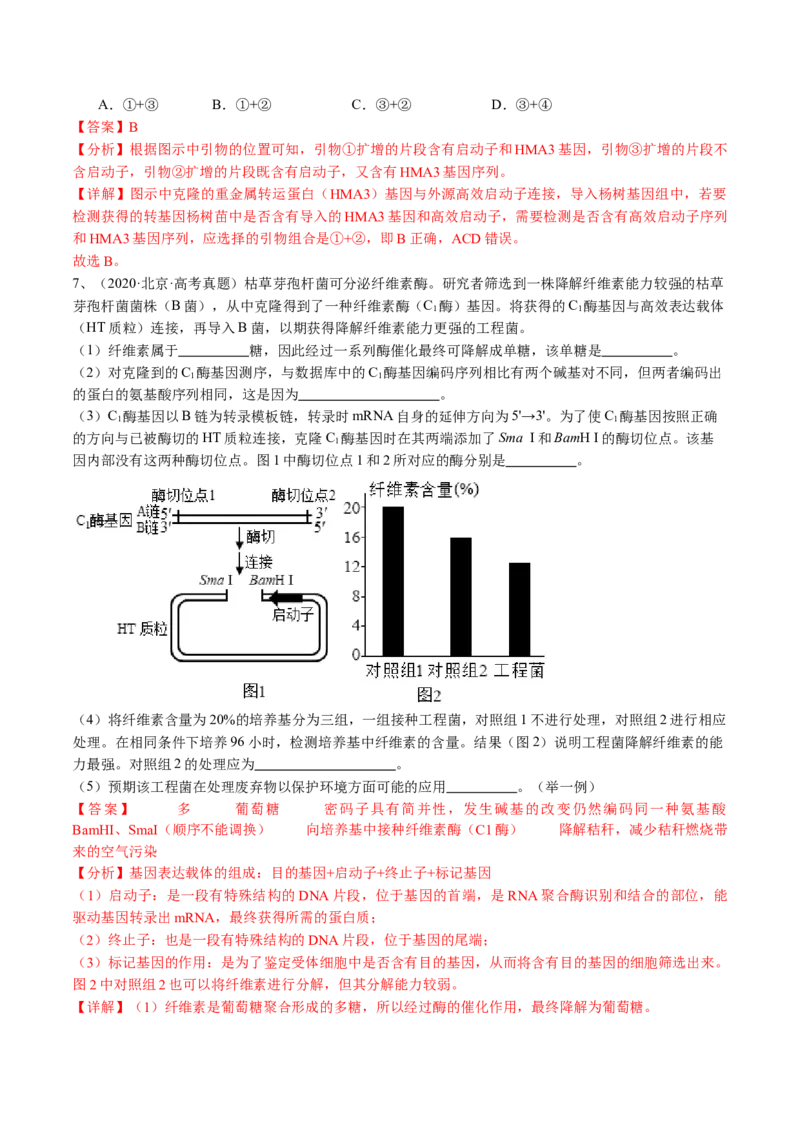 《专题18基因工程（教师版）_北京高考全科_生物_五年（2020-2024）高考生物真题分类汇编（北京专用）》第9页预览