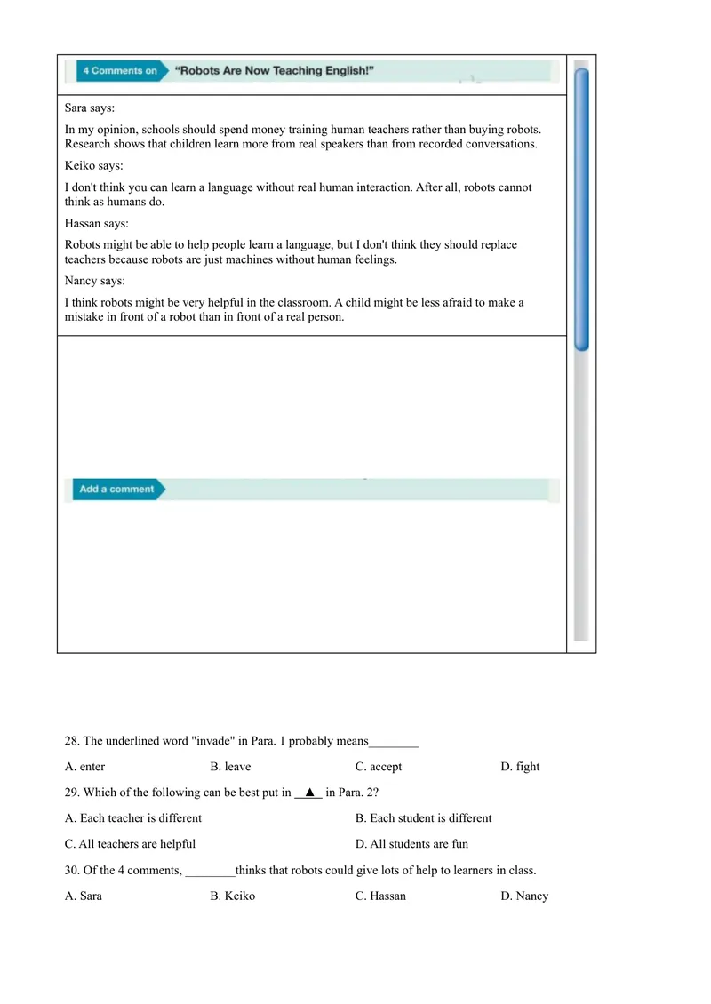 《3宁波市（原卷版）_初中英语789_26秋最新人教版英语九年级上册_人教版英语九年级全册_第二套_人教版英语九年级上册中考真题_人教版英语九年级上册中考真题_3浙江》第5页预览