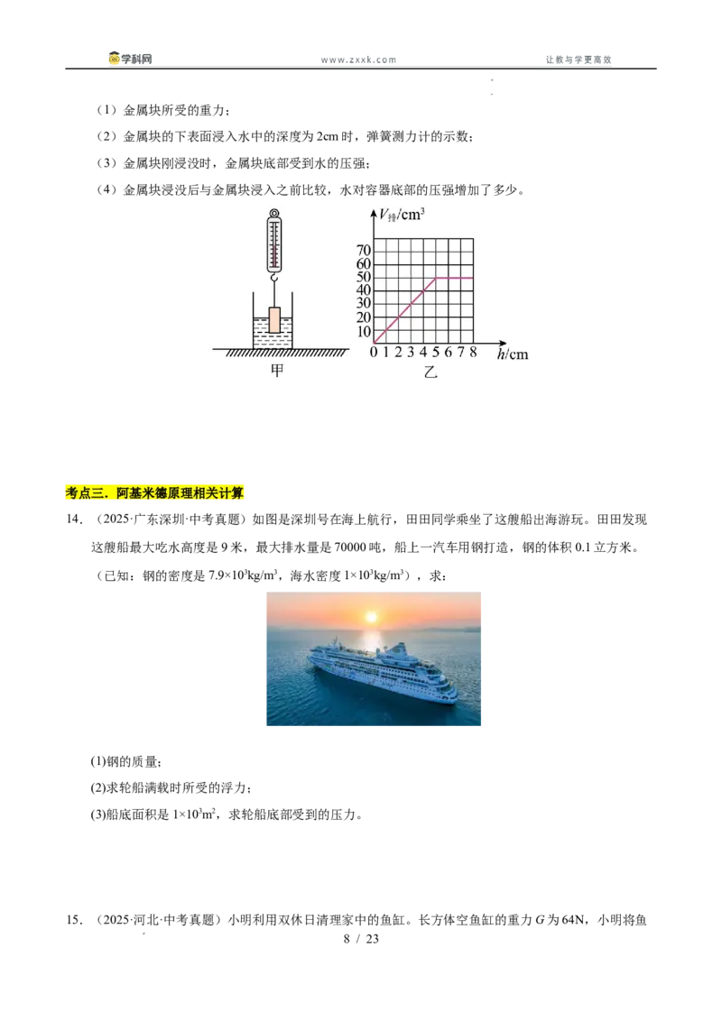 《专题12压强与浮力计算专题（学生版）_2026年中考真题分类汇编9科_三年（2023-2025）中考物理真题分类汇编（全国通用）-C432》第8页预览