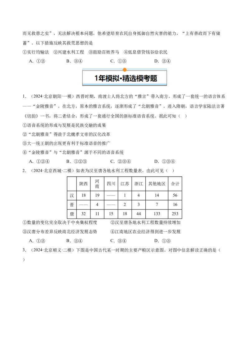 《专题03唐宋元变革（学生版）_北京高考全科_历史_五年（2020-2024）高考历史真题分类汇编（北京专用）》第3页预览