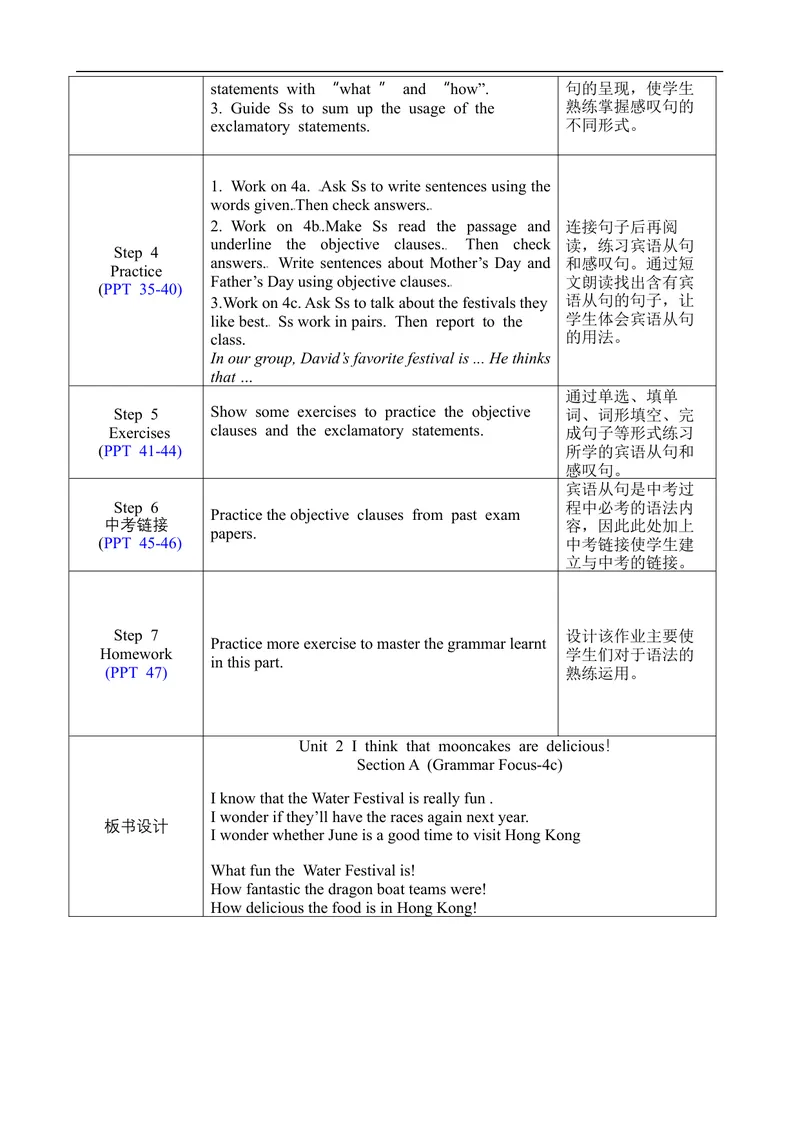 《Unit2SectionAGrammarFocus-4c_初中英语789_旧版人教版英语九年级全册_旧版可参考_02.英语9全一册-表格式全英教案+PPT课件+朗读第2套_全英教案_Unit2（教案）_Unit2SectionAGrammarFocus-4c》第2页预览