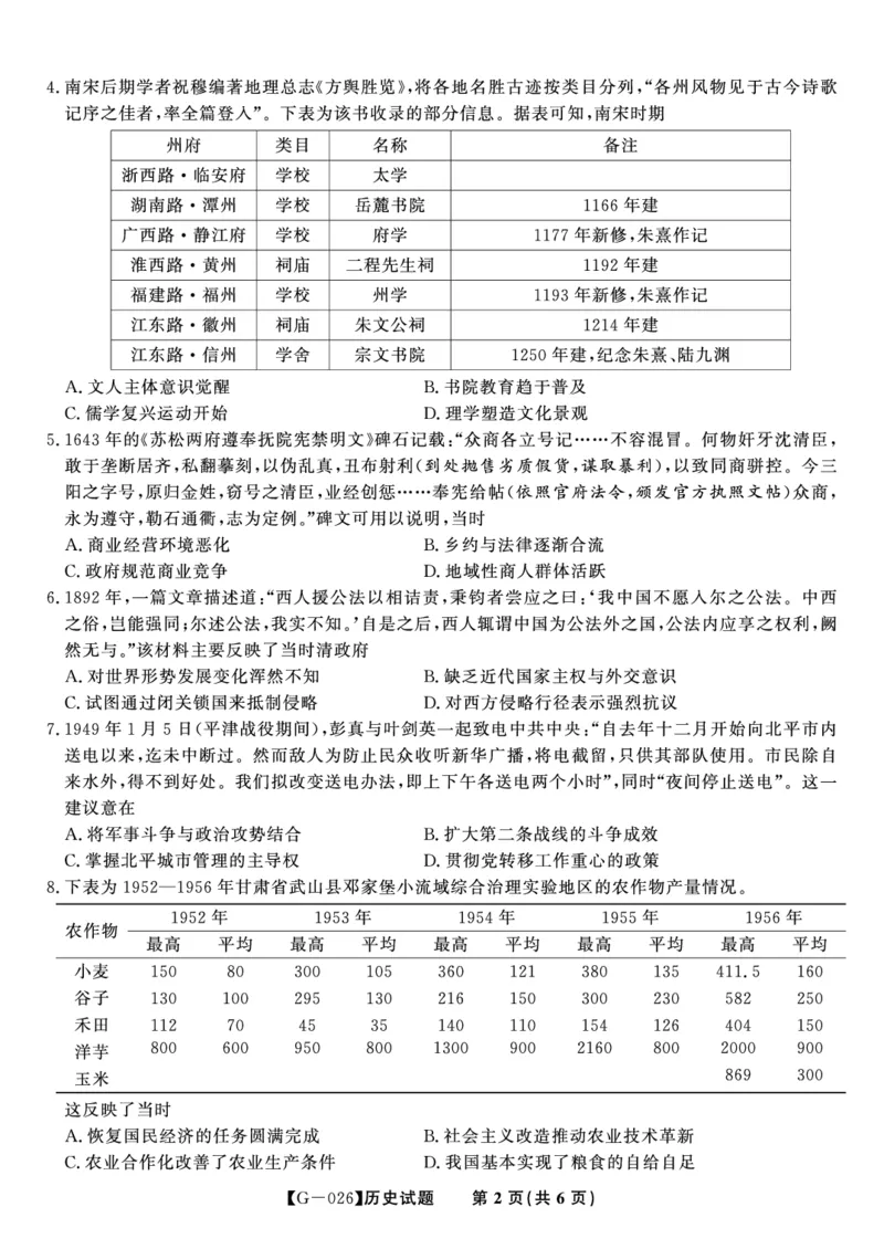 《2026年5月高三最后一卷历史_2024-2027高三（6-6月题库）_2026年05月高三试卷_260522安徽省皖江名校联盟2026年5月高三最后一卷（全科）》第2页预览