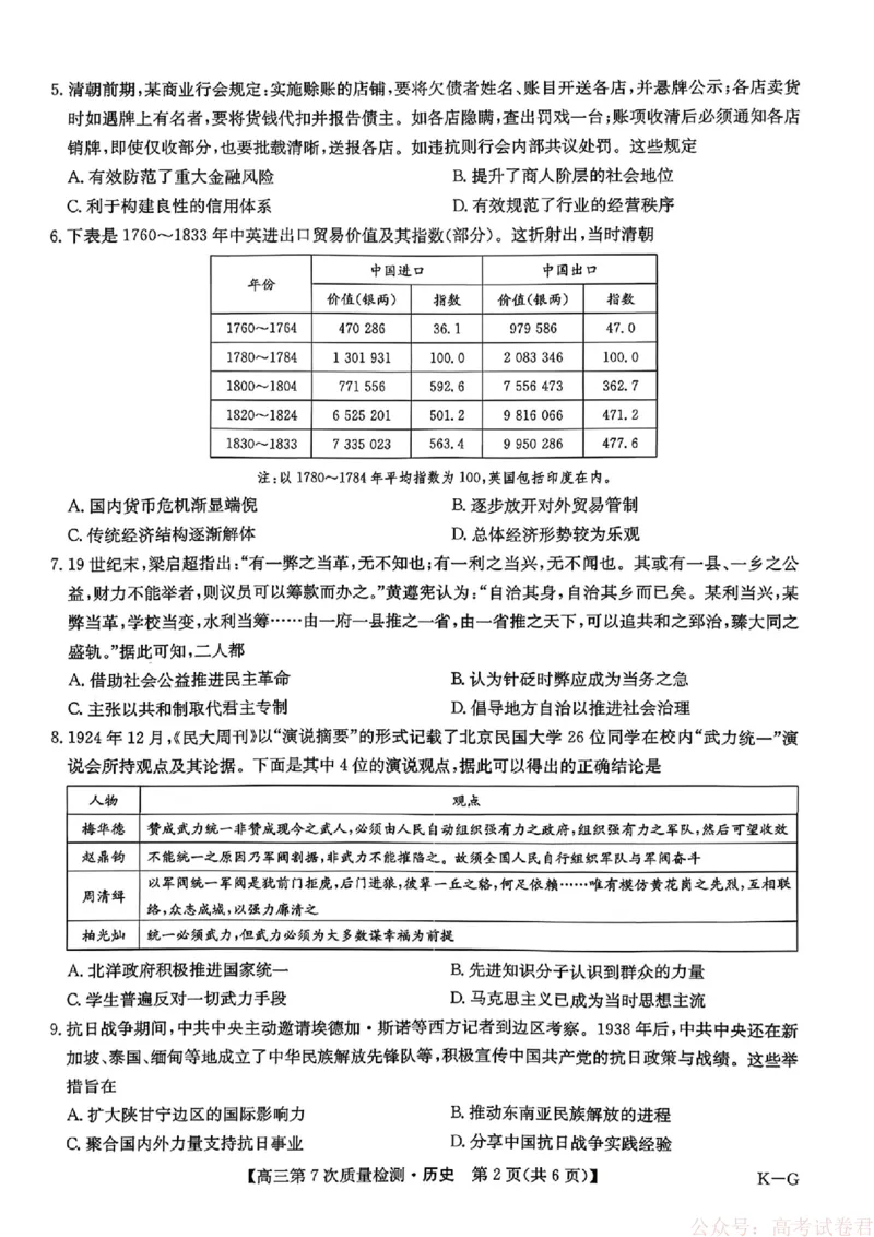 《历史2026山西九师联盟高三第7次质量检测3.5-6_12.2026年4月全国各地高考模拟卷_2026届九师联盟高三3月第7次质量检测》第2页预览
