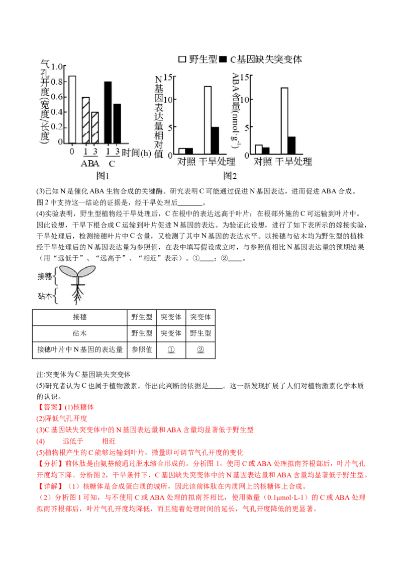 《专题10植物的激素调节（教师版）_北京高考全科_生物_五年（2020-2024）高考生物真题分类汇编（北京专用）》第5页预览