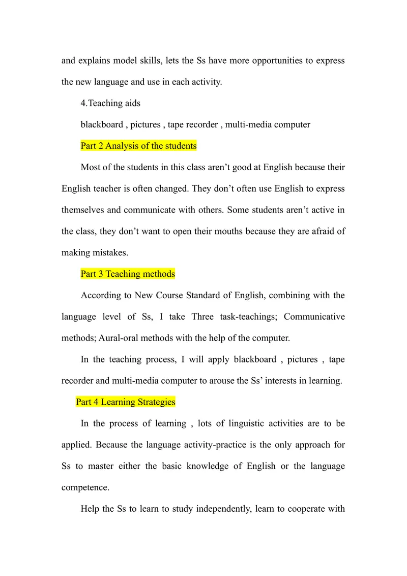 《02、初中英语说课稿模板（全英文）_初中英语789_26秋最新人教版英语九年级上册_26秋人教九上_39、赠送其它资料_旧版资料_16.说课稿_04：初中英语优秀说课稿教案模板合集》第2页预览