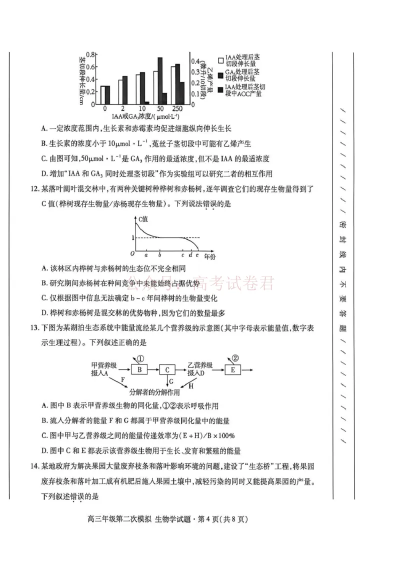 《2026年高三年级第二次模拟考试试题生物_副本_12.2026年4月全国各地高考模拟卷_2026年4月_2026届甘肃省高三年级第二次模拟考试全科_06生物_甘肃省高三年级第二次模拟考试》第4页预览
