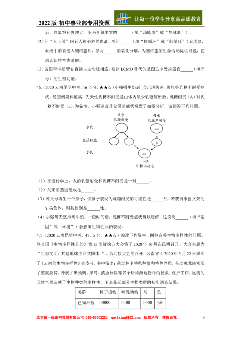 《30生物——云南省昆明市word版，含答案全解全析_12.2026年4月全国各地高考模拟卷_2026版初中金考卷•45套中考试卷汇编系列合集_全国版中考真题(1)_云南》第9页预览