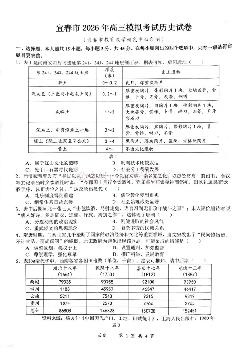 《江西省宜春市2026届高三模拟考试历史_12.2026年4月全国各地高考模拟卷_2026年4月_2026年江西省宜春市高三模拟考试_08历史_江西省宜春市高三模拟考试》第1页预览