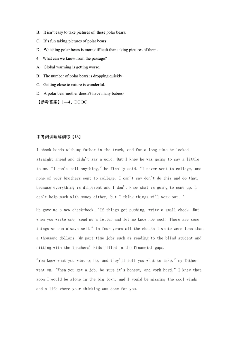 《2016中考阅读理解（1）及答案_初中英语789_最新人教版英语八年级上册_老版（含有参考价值）_03练习和试卷人教版初中英语八上（多版本）易提分旗舰店_试题》第2页预览