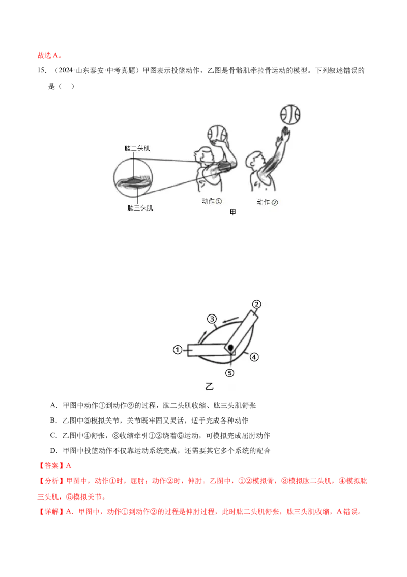 《专题08动物的运动和行为（全国通用）（教师版）_2026年中考真题分类汇编9科_三年（2023-2025）中考生物真题分类汇编（全国通用）-C432》第10页预览