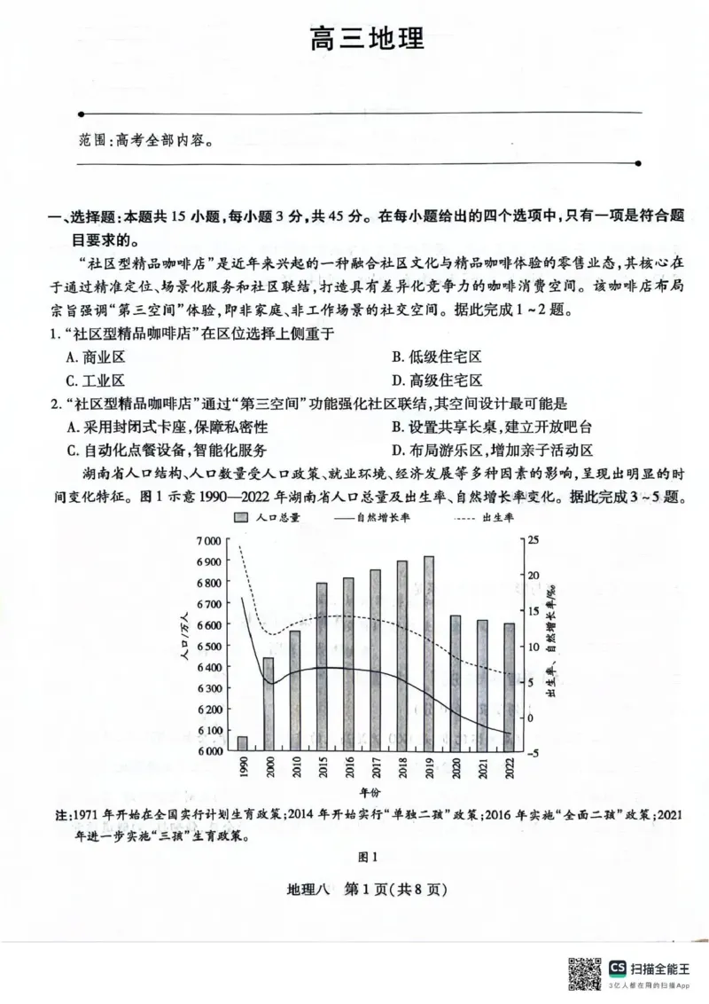 《2026年5月高三自测题库地理_2024-2027高三（6-6月题库）_2026年05月高三试卷_260526海南省海口市2026年5月高三自测题库（全科）》第1页预览