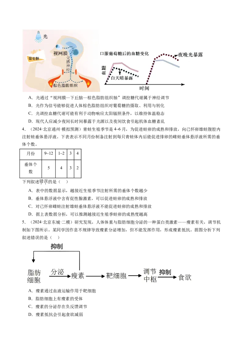 《专题12体液调节（学生版）_北京高考全科_生物_五年（2020-2024）高考生物真题分类汇编（北京专用）》第6页预览