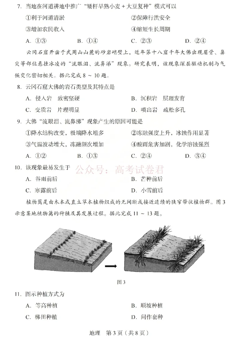 《2026年山西省普通高中学业水平选择性考试调研试题地理_副本_12.2026年4月全国各地高考模拟卷_2026年4月_山西学考选考调研2026年山西省普通高中学业水平选择性考试调研试题》第3页预览