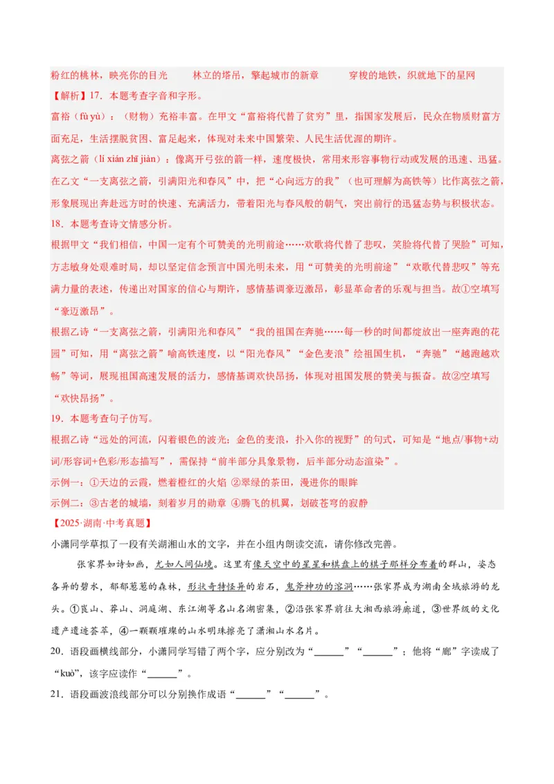 《专题06基础知识综合（全国通用）（教师版）_2026年中考真题分类汇编9科_三年（2023-2025）中考语文真题分类汇编（全国通用）-C432》第10页预览