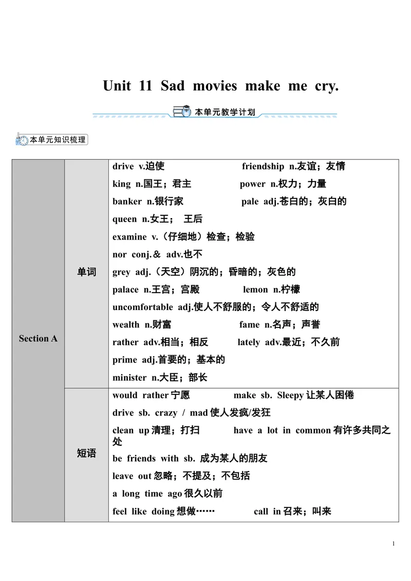 《SectionA第1课时（1a～2d）_初中英语789_26秋最新人教版英语九年级上册_26秋人教九上_39、赠送其它资料_旧版资料_2.精品教案_人教版英语9年级下教案教案0_unit11》第1页预览