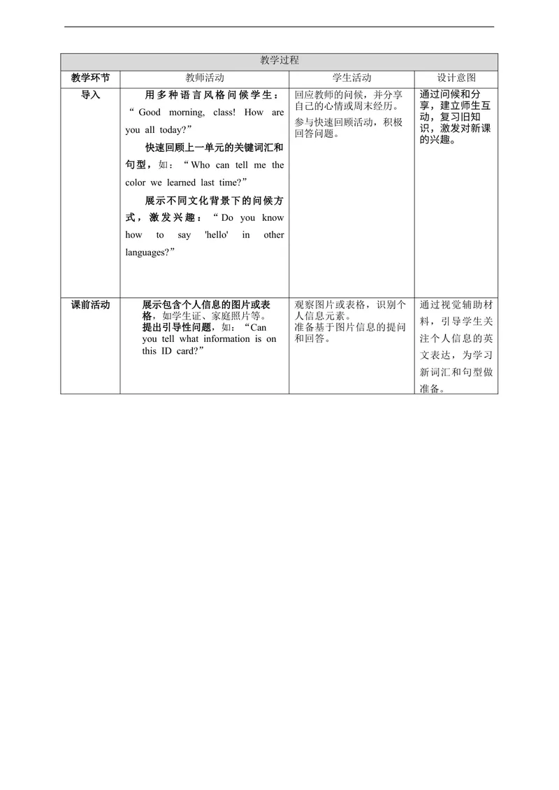 《Unit1SectionAHowdowegettoknoweachother？教学设计_初中英语789_最新人教版英语七年级上册_英语7上最新改版_02.英语7上-教案（表格式）》第2页预览